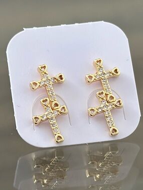 Gold Filled  Cross Stud Earrings - Elegant Women’s Jewelry